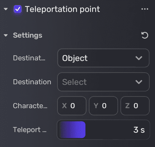 Configure teleport point