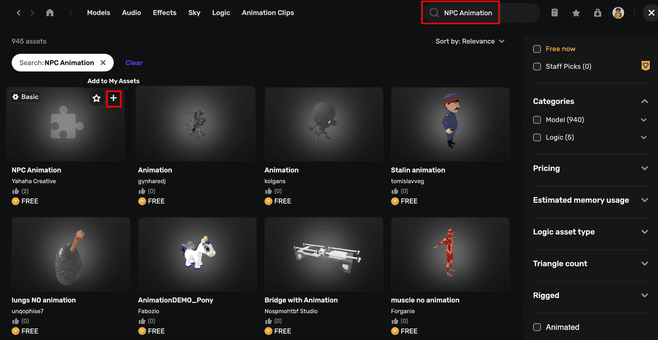 choose NPC animation