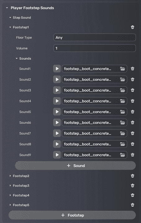 Player Footstep Sounds