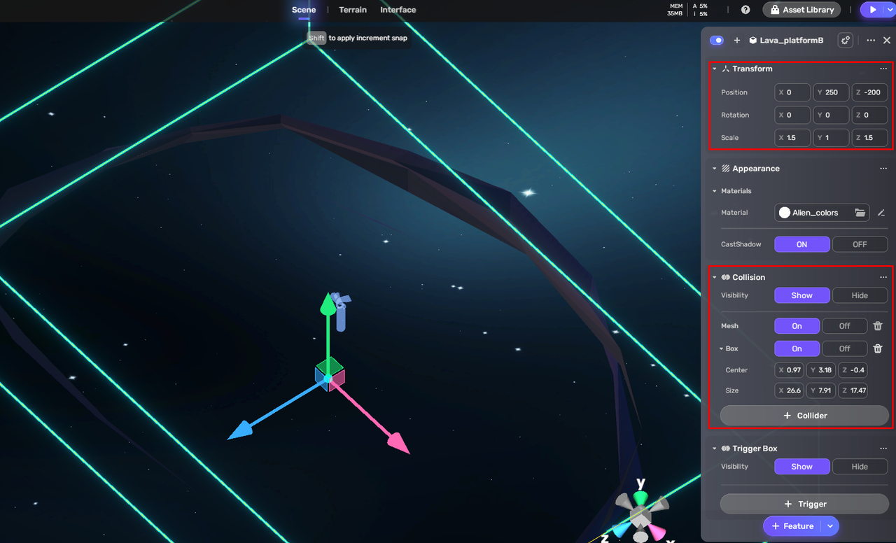 Set platform position