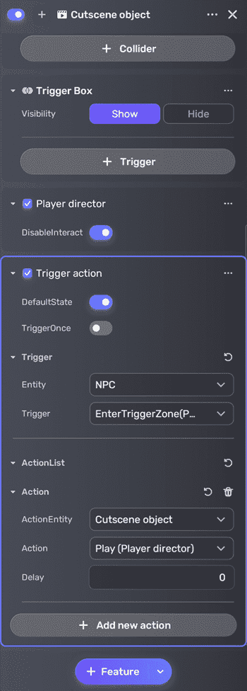 set cutscene's trigger