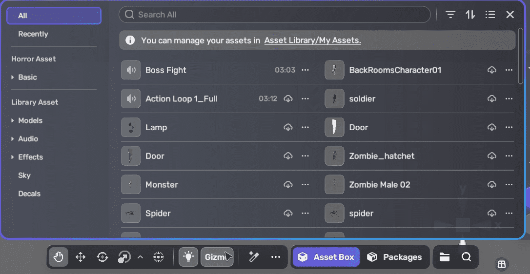 Asset box in horror kit