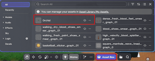 Find model in Asset box