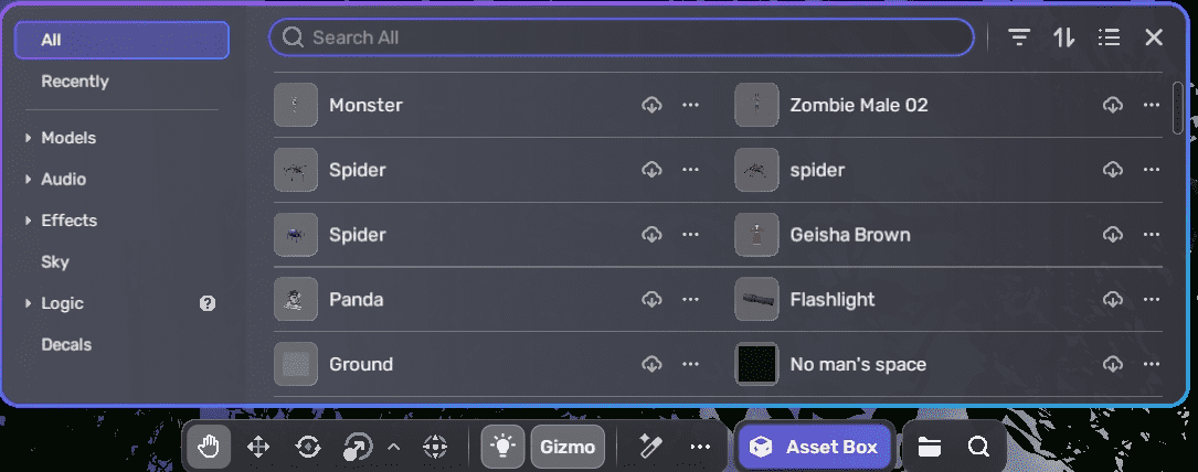 Asset box in party kit