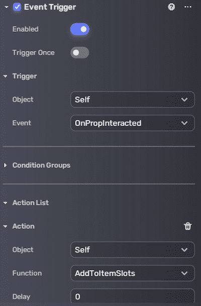 Configure event trigger