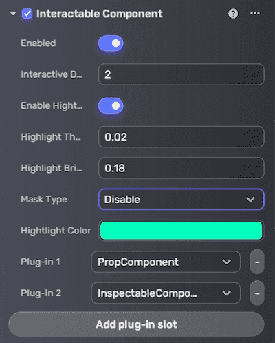 Configure interactable