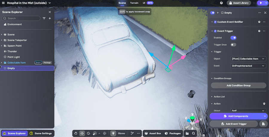 Add and configure empty object