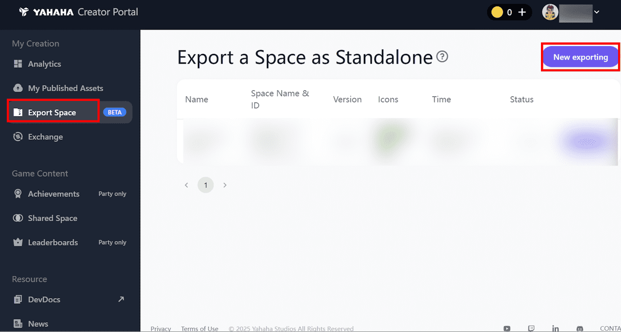 Export space