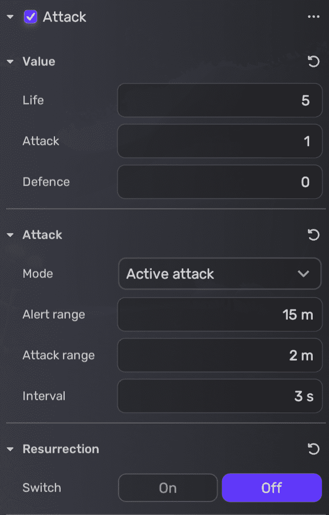 Set attack for monster