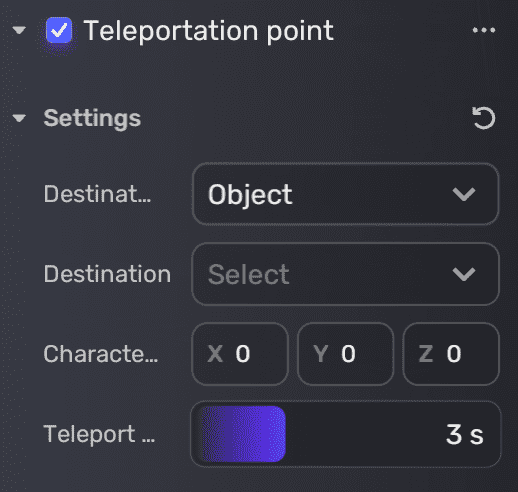 Set destination object