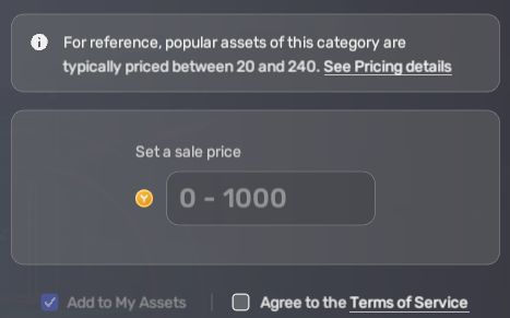 Set original asset price