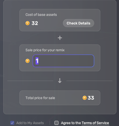 Set remix asset price