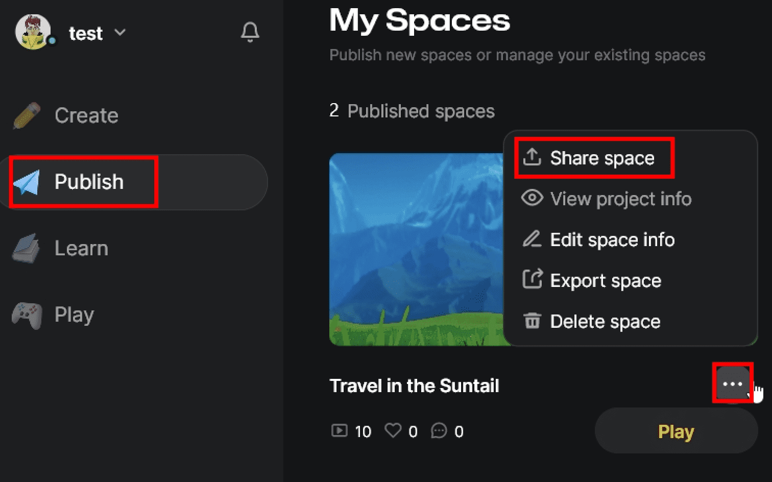 Share published project