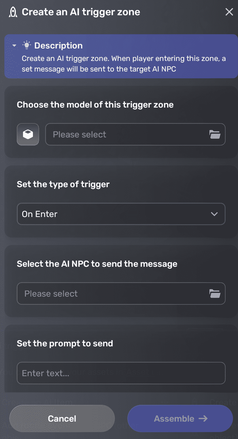 Create AI trigger zone