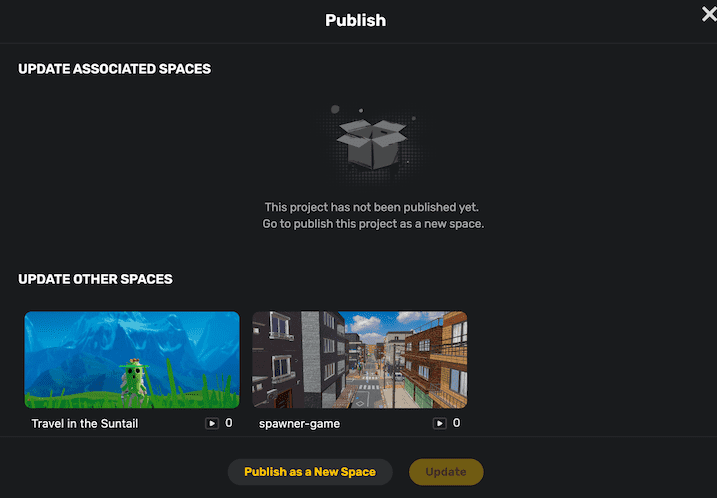 update other space button