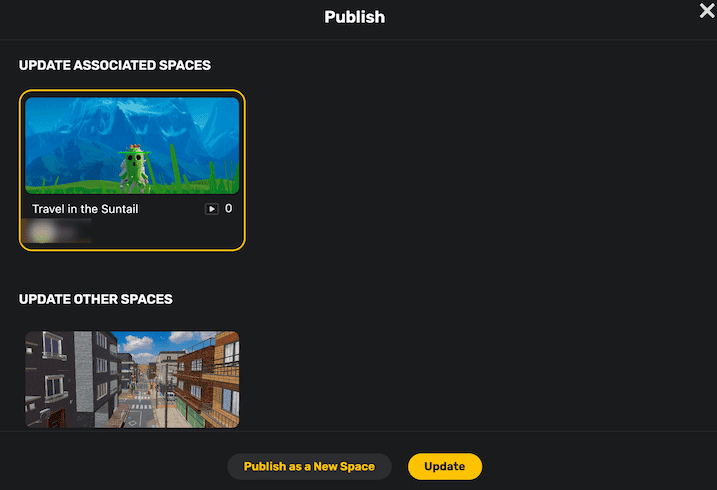 update associated space button