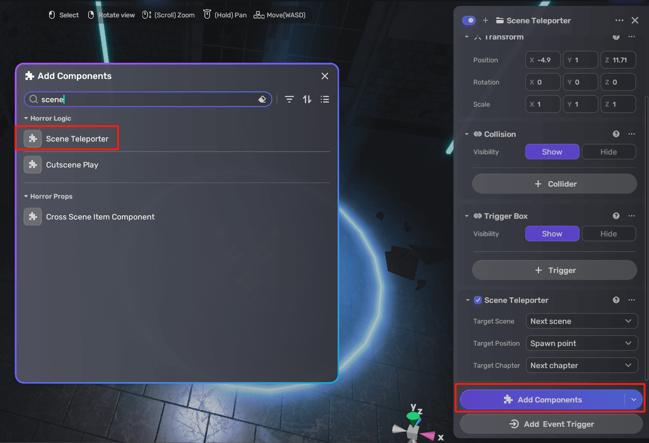 选择场景传送门