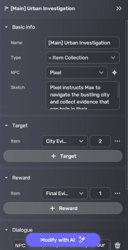 Quest Properties window