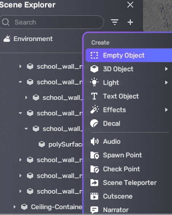 Add empty object