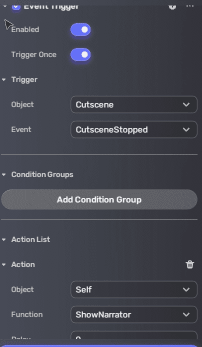 Dialogue event trigger