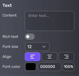 text input properties